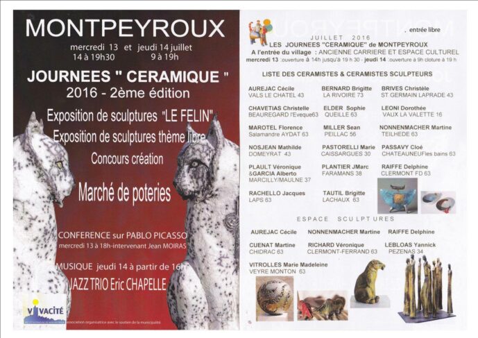 Programme de la seconde édition des Journées Céramique à Montpeyroux