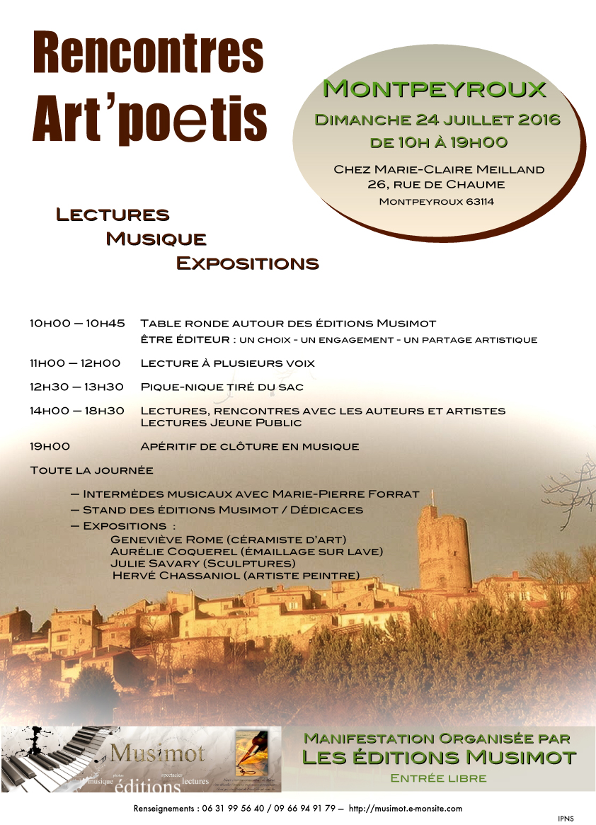 Affiche des rencontres Art'poetis 2016 à Montpeyroux