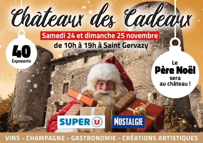 Affiche de la huitième édition du Château des Cadeaux à Saint-Gervazy, les 24 et 25 novembre 2018