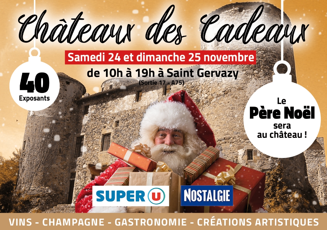 Affiche de la huitième édition du Château des Cadeaux à Saint-Gervazy, les 24 et 25 novembre 2018