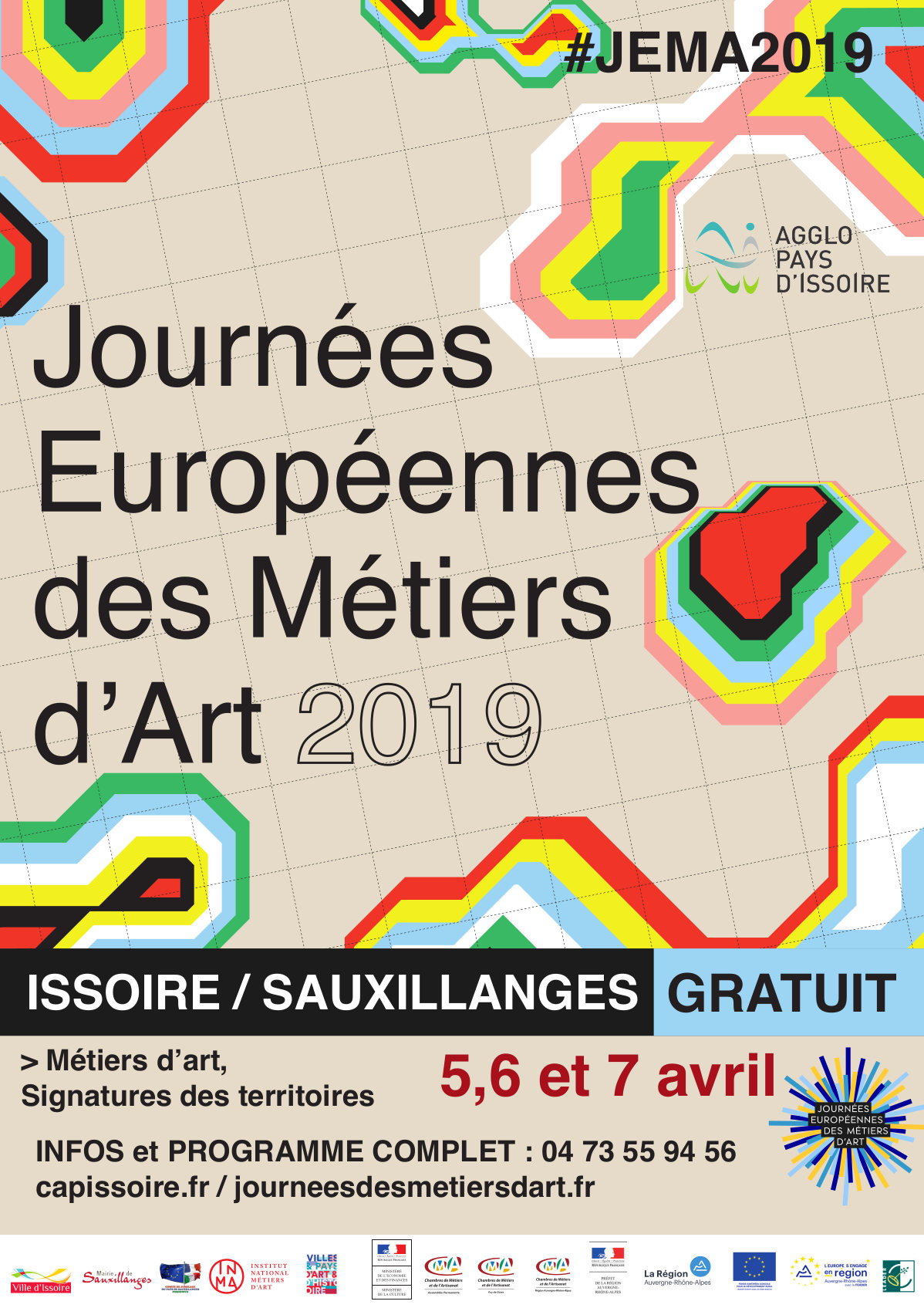 Affiche des Journées Européennes des Métiers d'Art 2019 à Issoire et Sauxillanges