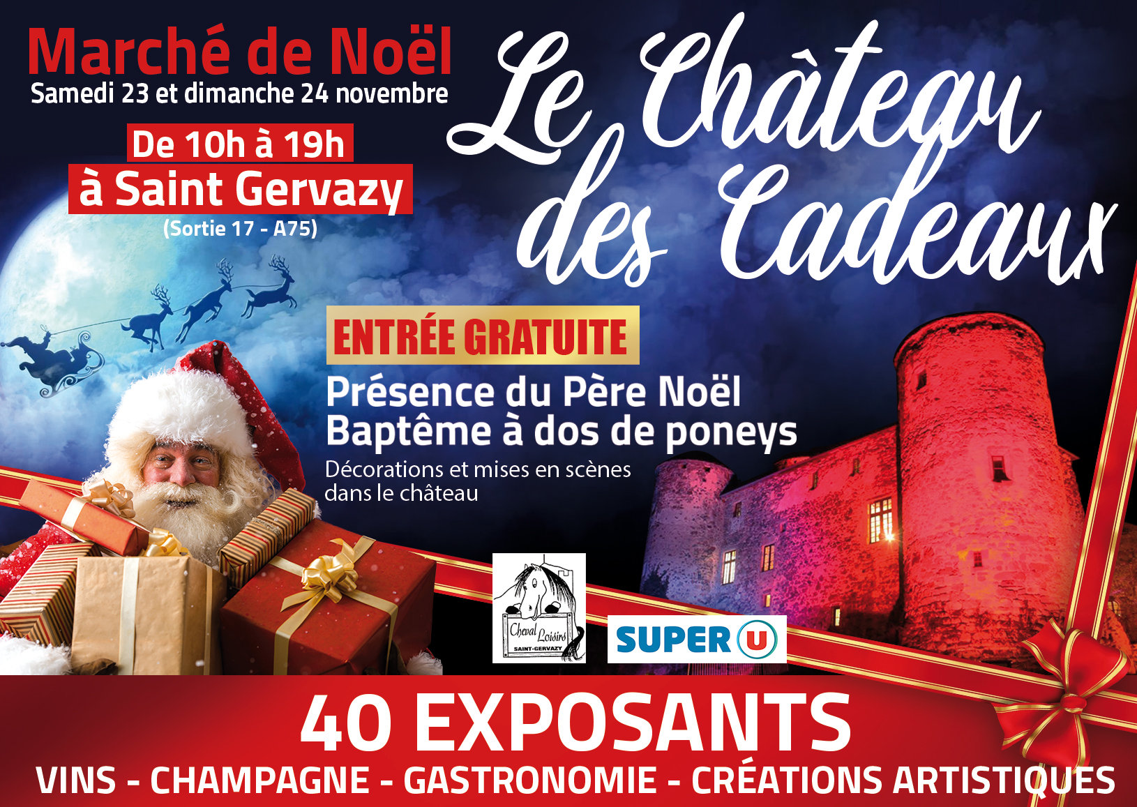 Affiche de la neuvième édition du Château des Cadeaux à Saint-Gervazy, les 23 et 24 novembre 2019