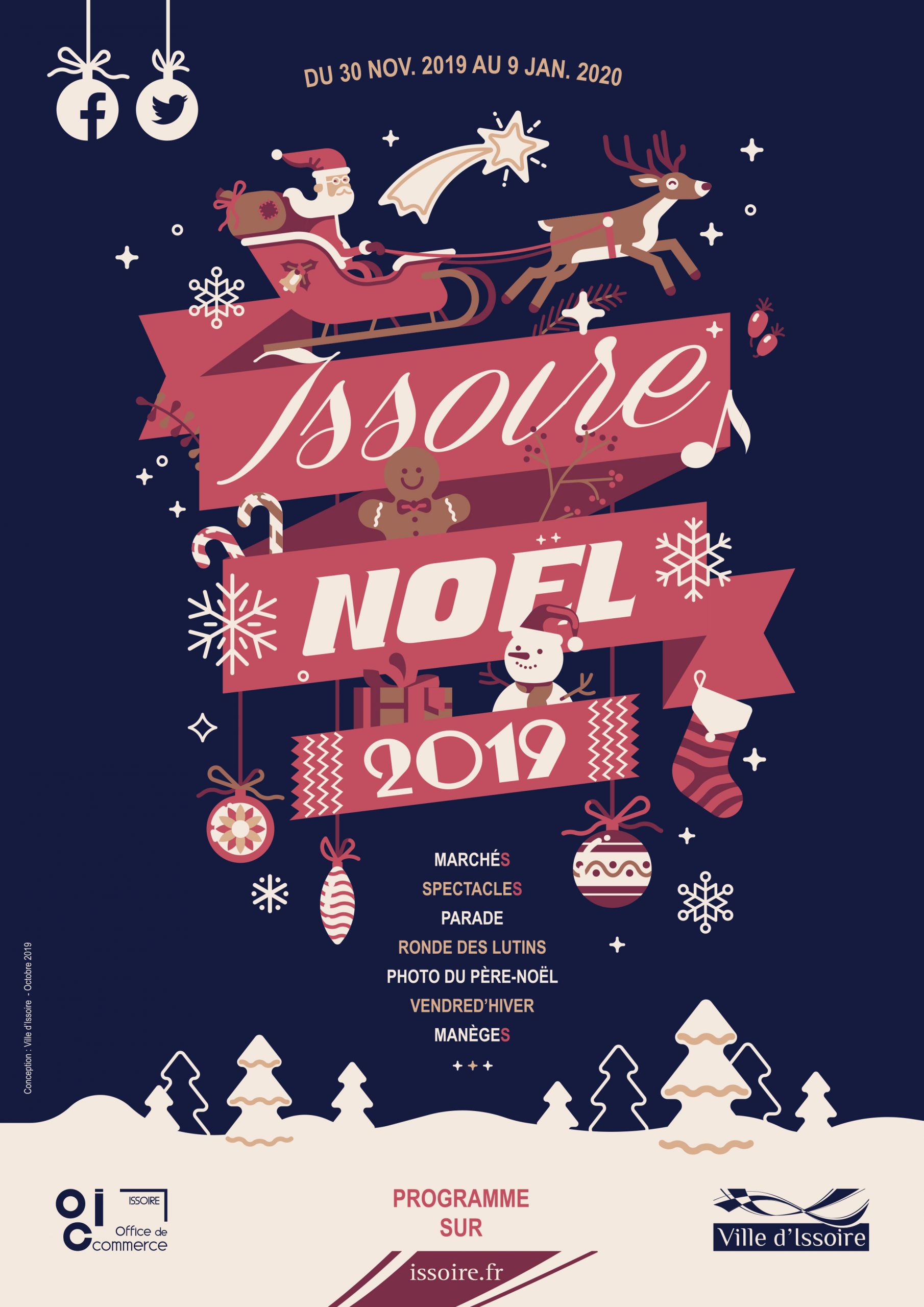 Affiche des animations de Noël 2019 à Issoire